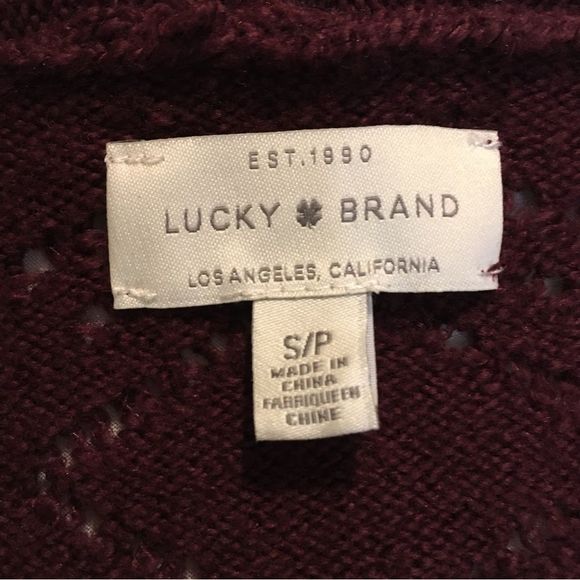 LUCKY BRAND Wine Cranberry Open Front Cardigan Sz S - Picture 3 of 11